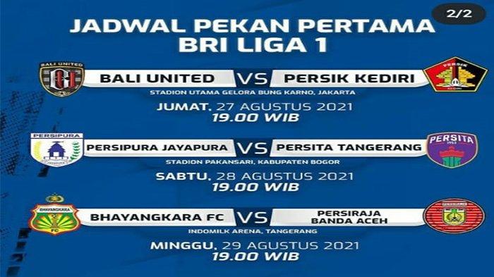 Jadwal dan hasil pertandingan Liga 1 Indonesia pekan ini